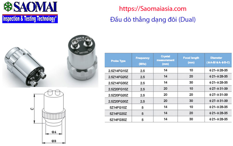 Đầu dò siêu âm loại 2 biến tử