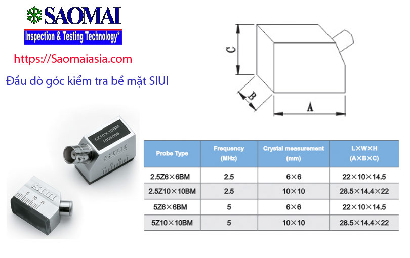 Đầu do siêu âm dạng góc dùng để kiểm tra bề mặt
