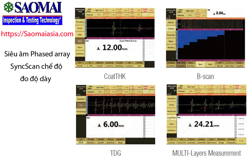 Siêu âm mối hàn sử dụng Phased array đo chiều dày.