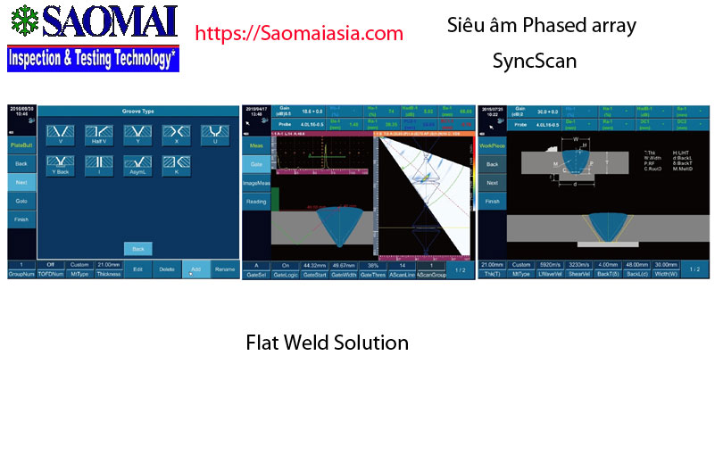 Siêu âm mối hàn sử dụng phương pháp phased array với các loại vát mép khác nhau.